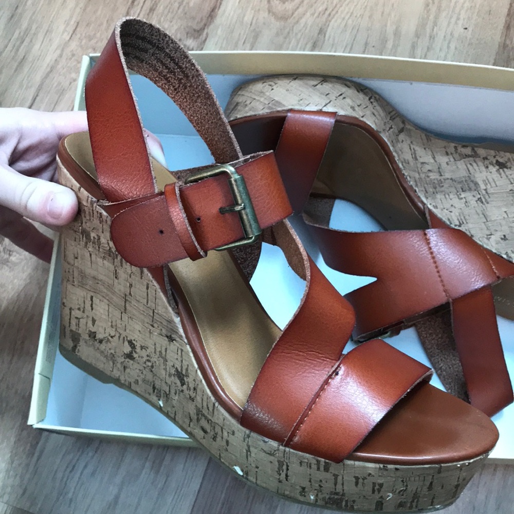 Brown Leather Wedges